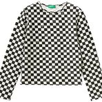 Benetton Mikro Dama Desenli Kız Çocuk T-Shirt