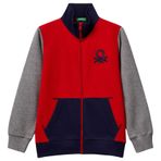 Benetton Nakışlı Erkek Çocuk Sweatshırt 3J68C501B, Kırmızı - Gri, 7-8 Yaş