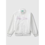 Benetton Nakışlı Kız Çocuk Sweatshırt 3J68C505D, Ekru, 7-8 Yaş