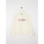 Benetton Payetli Ekru Kız Çocuk T-Shirt 3ATNC10RG