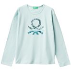 Benetton Yeşil Kız Çocuk Payetli T-Shirt, 10-11 Yaş, 5003306504, Su Yeşili, Kız Çocuklar