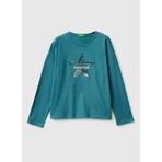 Benetton Yeşil Kız Çocuk Payetli T-Shirt, 7-8 Yaş, 5003306504, Su Yeşili, Kız Çocuklar