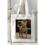 Bengal Kedi Baskılı Bez Çanta Omuz Çantası Kişiye Özel Model 3