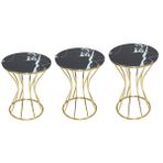 Bengi Ankara Mobilya BRC Zigon 12745 Kum Saat Model Sehpa Siyah Mermer Desen Metal Gold Kaplama