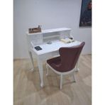 Bengi Ankara Mobilya Çalışma Masa Sandalye 90659 Model Parlak Beyaz Lake Boyalı Masa Gökyüzü Sandalye - 70*110 - Ahşap