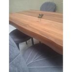 Bengi Ankara Mobilya Masa 90551 Kütük Desen Model Ceviz Kaplama Metal x Ayak 4 Adet Sandalye Takım - Ahşap
