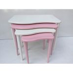 Bengi Ankara Mobilya Zigon 13226 S Model Kayın Retro Ayak Parlak Pembe-Beyaz Renk Mdf Tabla El Yapım