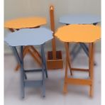 Bengi Ankara Mobilya Zigon Çanta 90088 Sehpa Yonca 4 Lü Model Ahşap Mdf Gri-Hardal Renk Uyum El Yapım