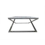 Bengi Ticaret 13658 Çapraz Model Metal Nikelaj Ayak Parlak Beyaz Tabla El Yapım Orta Sehpa