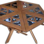 Bengi Ticaret 13668 Yonca Model Geometrik Ceviz ve Kayın Yapım Zigon Sehpa