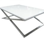 Bengi Ticaret 13917 X St Çapraz Model Metal Nikelaj Ayak Parlak Boya Tabla El Yapım Orta Sehpa