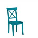Bengi Ticaret 198799 Parlak Turkuaz Çapraz Sırt Ahşap Kayın Küt Ayak Sandalye