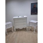Bengi Ticaret 90668 Model Aslan Ayak Kayın Parlak Beyaz Porselen Kulp 2 Adet Komodin Şifonyer