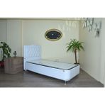 Bengi Ticaret Baza Başlık Sunideri Beyaz Silinir Kumaş Model Kapitone Metal Fırın Boya 90*190 Yatak El Yapım - 90 x 190 cm
