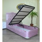 Bengi Ticaret Baza Başlık Tay Tüy Pembe Silinebilir Kumaş Model Kapitone Metal Fırın Boya 90*190 El Yapım - 90 x 190 cm - Beyaz