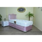 Bengi Ticaret Baza Taytüyü Pembe Model Silinir Kapitone Başlık Metal Fırın Boya Ort Pamuk Pedli Yatak 90*190CM El Yapım