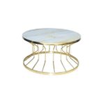 Bengi Ticaret Brc Orta Sehpa Bufalo Model Sarı Mermer Temper Cam Metal Çelik Gold Renk Kaplama El Yapım - Gold - Sarı Mermer