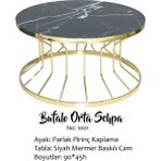Bengi Ticaret Brc Orta Sehpa Bufalo Model Siyah Mermer Temper Cam Metal Çelik Gold Renk Kaplama El Yapım - Gold - Sarı - Farklı Renkler