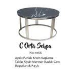 Bengi Ticaret Brc Orta Sehpa C Model Siyah Mermer Temper Cam Metal Çelik Gümüş Renk El Yapım - gümüş gold rose
