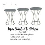 Bengi Ticaret Brc Zigon Sehpa Kum Saat Model Siyah Temper Cam Metal Krom Renk Kaplama El Yapım - gümüş-siyah - farklı mermer