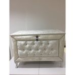 Bengi Ticaret Çeyiz Sandık Kapitone Büyük 3lü Set Model Krem Kadife Kumaş Içi Kırmızı Tela Kutuda Sevk El Yapım - 90 x 65 cm - Pembe
