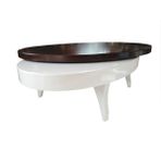 Bengi Ticaret Döner Orta Sehpa Oval Rus Tarz Model Kayın Retro Ayak Mdf Tabla Parlak Beyaz Füme Cam El Yapım - tüm renkler