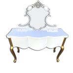 Bengi Ticaret Dresuar-Makyaj 17901 masa Kayn Aslan Ayak 3Bombe Parlak Beyaz-Gold Aslanbaş nakış