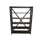 Bengi Ticaret Kitaplık 13725 Metal ÇAPRAZ Yan Model MDF Torna Raf Parlak SİYAH Demonte El Yapım