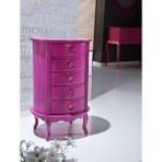 Bengi Ticaret Komodin Aslan Lükens Model 5çekmece 1 Adet Parlak Pembe Boya Porselen Kulp Kayın Torna El Yapım