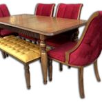 Bengi Ticaret Masa 13686 FiTİL TARAK Açılır Masa klasik Kapitone Giydirme Sandalye Retro Ayak