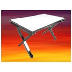 Bengi Ticaret Masa Yandan Açıl x Ayak Metal Transmisyon Çelik Nikelaj Glosspan Tabla Itinalı Paket ve Kargo El Yapım - 130*80*78 - Beyaz - Gri