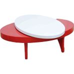 Bengi Ticaret Orta Döner Sehpa Oval Inovatif Kayın Retro Ayak Mdf Döner Tabla Beyaz Kırmız Elyapım