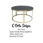 Bengi Ticaret Orta Sehpa Brc C Model Siyah Düz Temper Cam Metal Çelik Gold Renk Kaplama Ayak El Yapım - farklı renkler