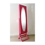 Bengi Ticaret Takı Dolabı Boy Ayna Kayın Mdf Parlak Pembe Lake Boya Natüre Klasik El Yapım - 172*45*12