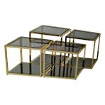 Bengi Ticaret Zigon Orta Sehpa Ogem Kare Takım Metal Gold Kaplama Temper Kırılmaz Cam Füme Itinalı Paket Karge El Yapımı - siyah