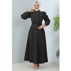 benguen 6801 Tesettür Kot Elbise Siyah