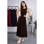 benguen Kolsuz İçlik Elbise N8102 Kahverengi