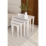 BENİCE HOME Aura Series, Beyaz 4'lü Zigon Sehpa Takımı, 1.sınıf MDF ve Lake Boyalı Tabla, Gürgen Ayaklar