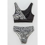 Beniizle Desenli Kız Çocuk Bikini Takım - Siyah - Beyaz - 12 - 13 Yaş