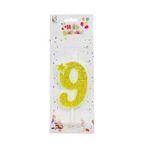 Benim Marifetlerim - 9 Yaş Simli Altın Pasta Mumu