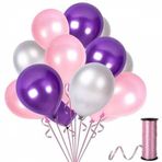 Benim Marifetlerim - Gümüş Mor Pembe Metalik Balon 12 İnch 10 Adet