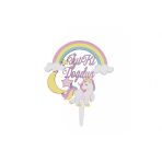 Benim Marifetlerim Unicorn Ahşap Pasta Süsü 14 Cm
