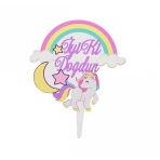 Benim Marifetlerim Unicorn Ahşap Pasta Süsü 25 Cm