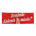 Benimle Evlenir Misin? Kumaş Pankart