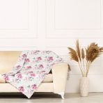 Benimol Gri Zeminli Yeşil Bordo Yapraklı Sarmaşık Desen Dokuma Dijital Baskılı Kadife Şönil Koltuk Örtüsü Şalı 175x215cm - 175 x 215 cm