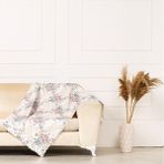 Benimol Modern Mavi Renkli Gül Desen Dokuma Dijital Baskılı Kadife Şönil Koltuk Şalı Örtüsü Maxi Set (3+3+1+1) - 175 x 215 cm