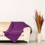 Benimol Mor Dokuma Kadife Şönil Düz Kumaş Çift Taraflı Koltuk Şalı Örtüsü Maxi Set (3+3+1+1) - 175 x 215 cm