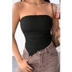 BENİMOLMALI Kadın Asimetrik Kesim mini Straplez Bluz Crop