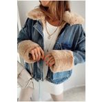 BENİMOLMALI Kadın Kürklü Denim Kadın Mont, Camel, Siyah, Beyaz, Pembe Mont
