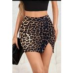 BENİMOLMALI Leopar Yırtmaçlı Mini Etek Kısa Etek